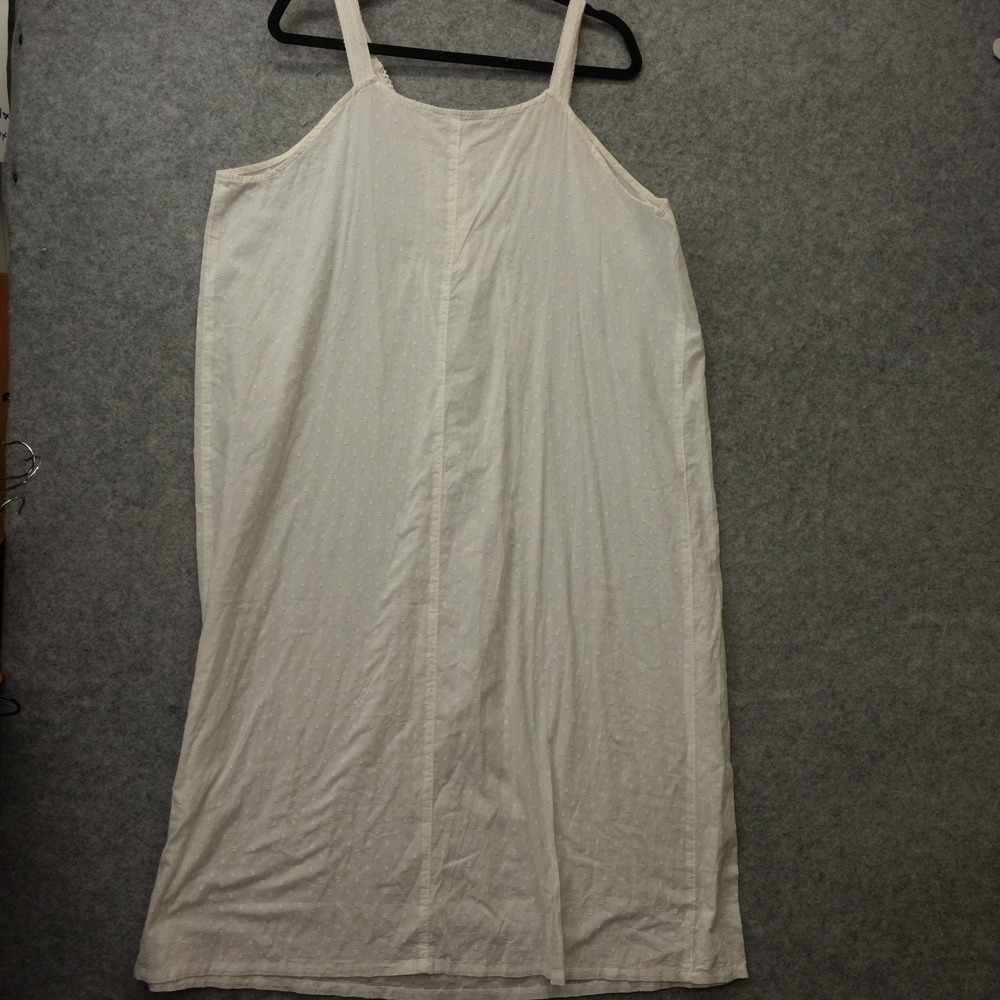 Vintage Victorian Nightgown Womens 2XL Plus White Swiss Dot Cottage Lounge Dress - Picture 2 of 9
